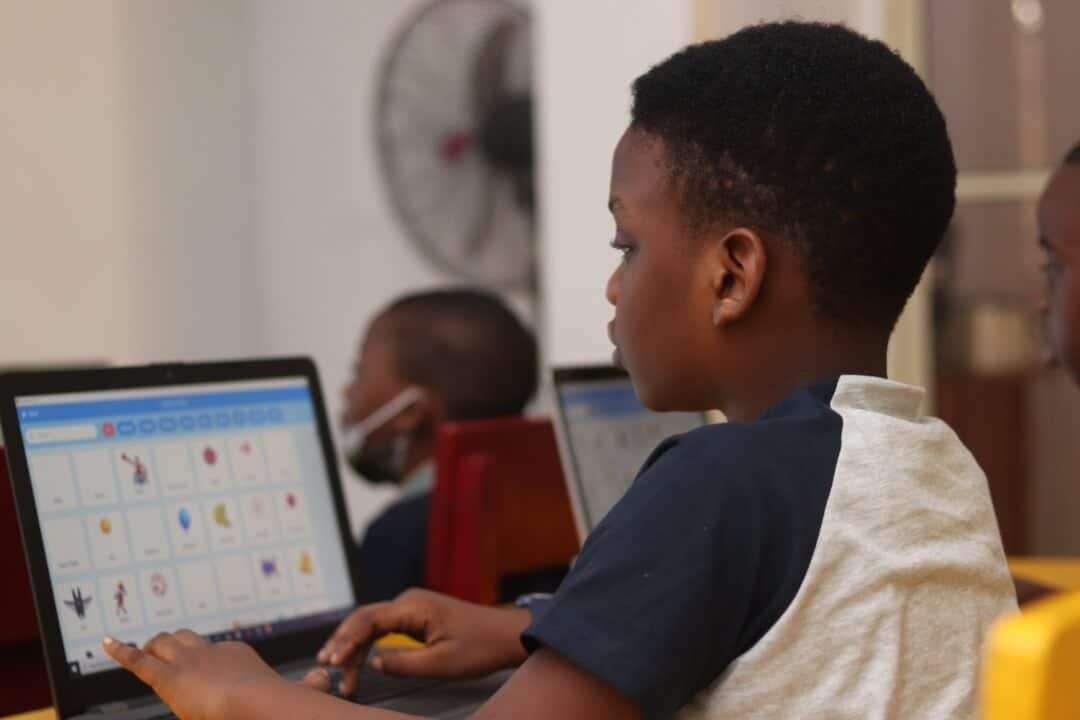 Coding class at St. Bhakita School